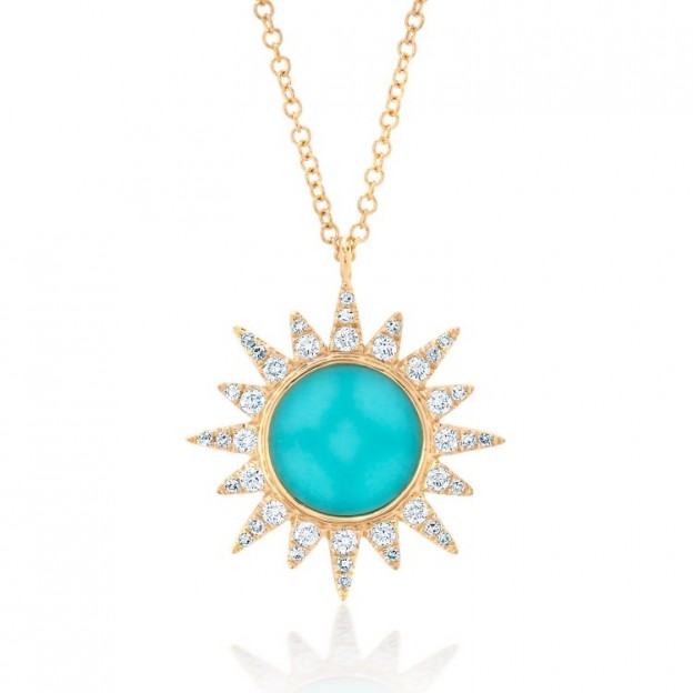 #NICOLE ROSE #Pendant #Diamonds #Turquoise #14KGold