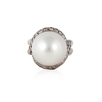 #HENRY DUNAY #Cultured baroque pearl #Perle #Diamonds #Diamants #Ring #Bague