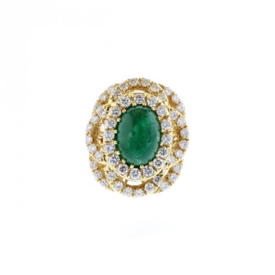 #HENRY DUNAY #Emerald cabochon #Diamonds #Emeraude #Diamants #Ring #Bague