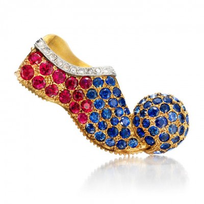 #Paul-Flato #Diamonds #Rubies #sapphires #brooch #circa1940