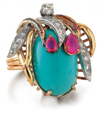 #Paul-Flato #Rubies #diamonds #Turuqoise #Ring