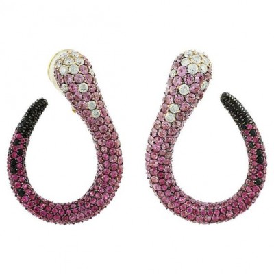 #SALAVETTI #Swirl Earrings #18k yellow gold #colored diamond #Diamants de couleur #Boucles d'oreilles
