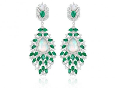 #SUTRA #WhiteGold #Emeralds #Diamonds #Opals #Earrings