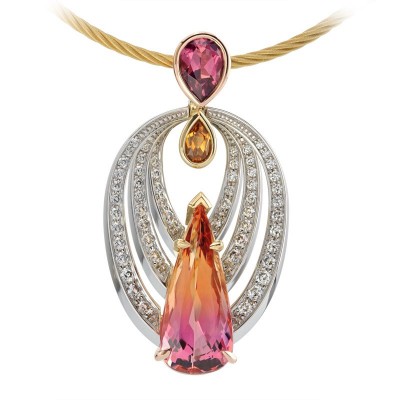 #COFFIN AND TROUT #tourmaline #topaz #garent #diamonds #pendant #gold