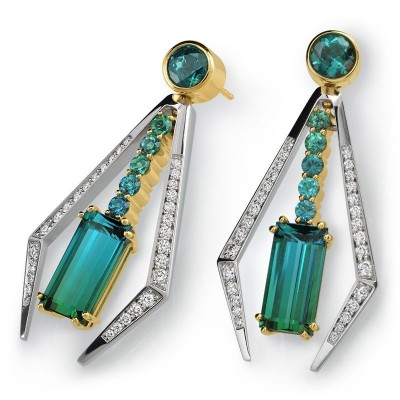 #COFFIN AND TROUT #tourmalines #diamonds #earrings #gold