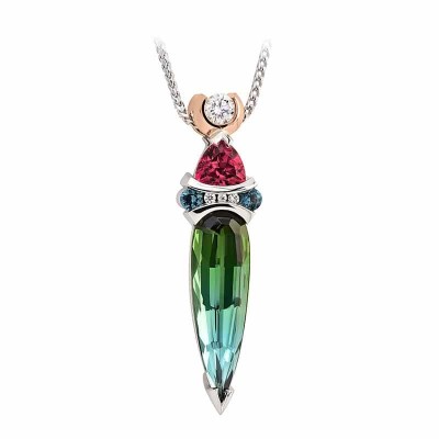 #COFFIN AND TROUT #tourmalines #diamonds #pendant #gold