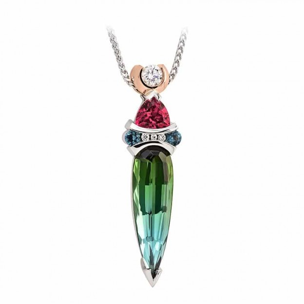 #COFFIN AND TROUT #tourmalines #diamonds #pendant #gold