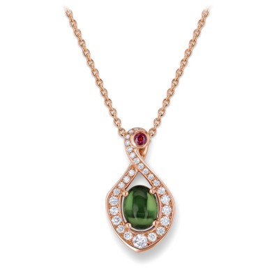 #GUBELIN #jewellery #lily-pendant #Tourmaline_cabochon #diamonds #ruby