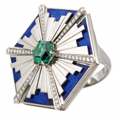 #HANNAH MARTIN #delirium_ring #Zambian Emerald #Diamonds #Enamel