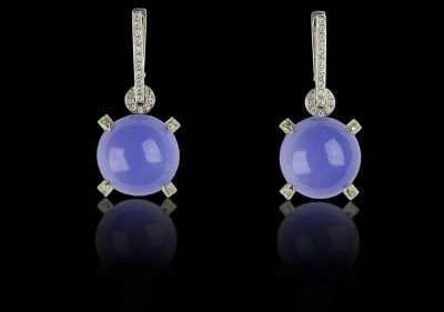 #JENNIFER RABE #Earrings #18 karat white gold #white Diamonds #Chrysoprase