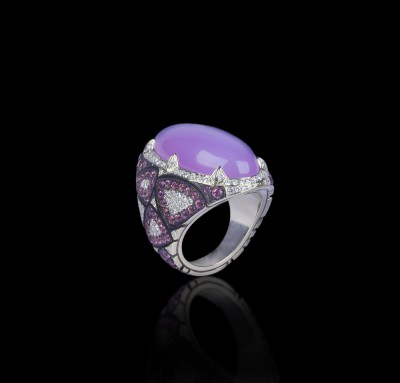 #JENNIFER RABE #Ring #18 karat White Gold #Rare Purple Agate #white Diamonds #Amethyst