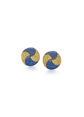 #William and Son #yellow diamonds #sapphires #Cuffilinks
