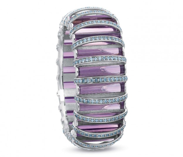 #ANDREW GLASSFORD #18K White Gold #bracelet #amethyst #blue sapphires