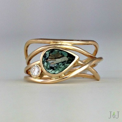 #JEANETTE WALKER #Green-Tourmaline #Horizon-Ring