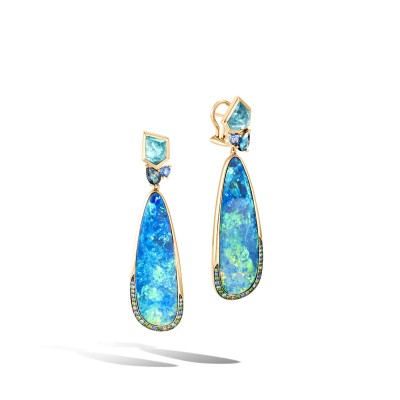 #JOHN HARDY #Earrings #Opal doublets #Apatites #blue Tourmaline #trillion blue Sapphire #pavé-set blue Sapphires,