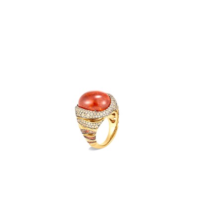 #JOHN HARDY #c.abochon Spessartite Garnet #pavé-set red, yellow, orange and Padparadscha Sapphires #yellow diamonds #Champagne Diamonds