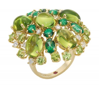 #ROBERTO COIN #Peridot #diamond #tourmaline #ring