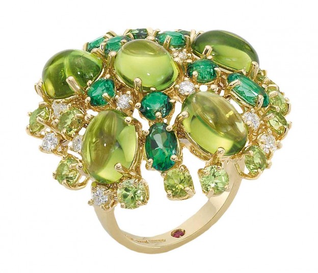 #ROBERTO COIN #Peridot #diamond #tourmaline #ring