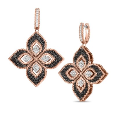 #ROBERTO COIN #earrings #Black-diamonds #White-princess-diamonds #boucles d'oreilles #diamants noirs #diamants blancs