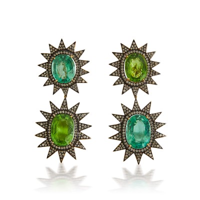 SILVIA FURMANOVICH #18k gold #diamond #Cuprian tourmalines #earrings