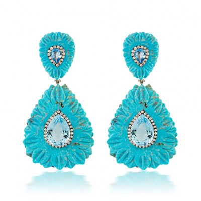 #SILVIA FURMANOVICH #18k gold #diamond #blue topaz #turquoise #earrings