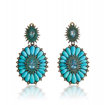 #SILVIA FURMANOVICH #18k gold #diamond #turquoise #aquamarine #Paraíba tourmaline #earrings