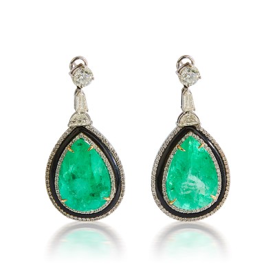 #SILVIA FURMANOVICH #18k gold #diamonds #emeralds #onyx #earrings