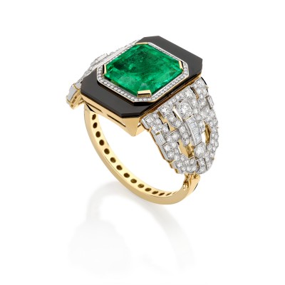 #SILVIA FURMANOVICH #Ring #18k gold #diamond #emerald #coral #onyx