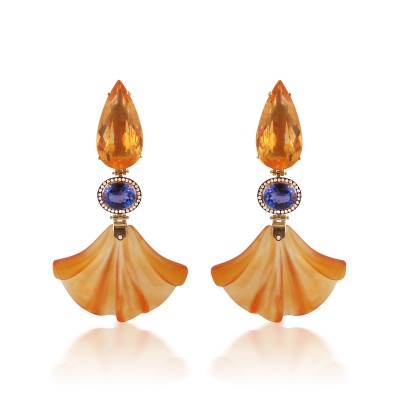 #SILVIA FURMANOVICH #gold #diamonds #chalcedony #tanzanite #fire opal #earrings