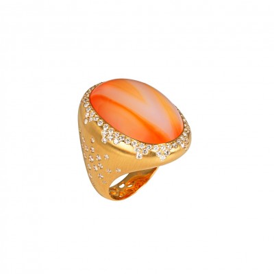 #ALEXANDRA ABRAMCZYK #Bague Sahara #OrJaune #Diamants #Cornaline #Diamonds #Cornelian