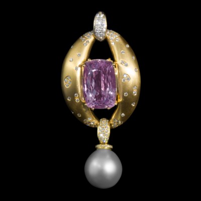 #FRIDA #Pendant #Pendentif #Gold #Or #Diamants #Diamonds #Kunzite #Perle #Pearl