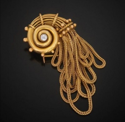 #MARCHAK #1940s #Gold #Or #Diamond #Diamant #'snail' brooch