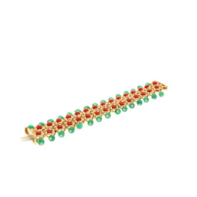 #ALETTO BROTHERS #Gold #Coral #Chalcedony #Diamond #Bracelet #or #Corail #Calcédoine #Diamant