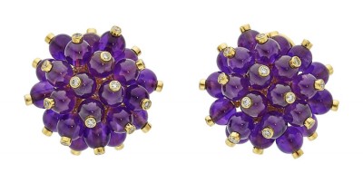 #Aletto Brothers #18k gold #diamond #amethyst #earclips