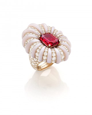 #FAWAZ GRUOSI #Bague #OrRose #Rubellite #Diamants #OpaleRose #Ring #PinkGold #Emerald #Rubellite