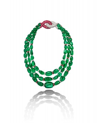 #FAWAZ GRUOSI #Collier #Diamants #Rubis #Emeraudes #Necklace #WhiteGold #PinkGold #Diamonds #Rubies #Emeralds