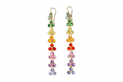 #MARIE-HELENE de TAILLAC #Boucles d'oreilles #Earrings OPALE DE FEU #AMETHYSTE #CITRINE #PERIDOT #TOPAZE #QUARTZ JAUNE