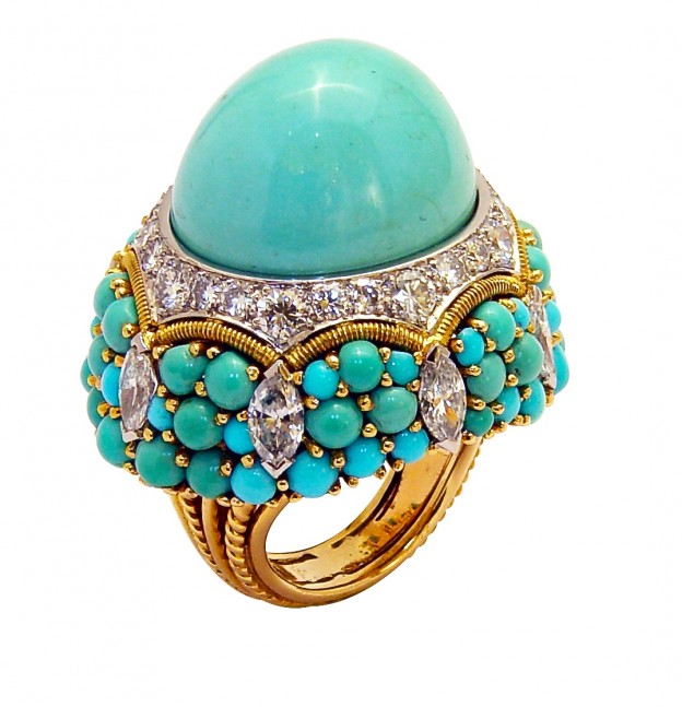 #MORCHAK #Bague 'Cocktail' #Turquoise #Diamant #Or #Platine