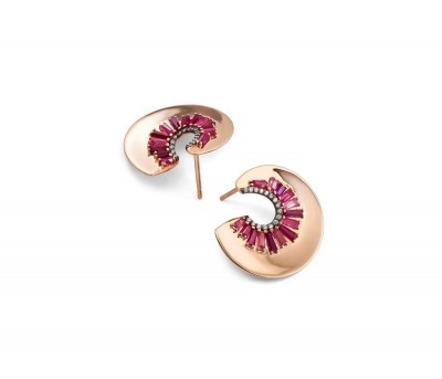 #NAK AMSTRONG #Recycled 20k rose gold #earrings #ruby #rubellite #white diamond pavé