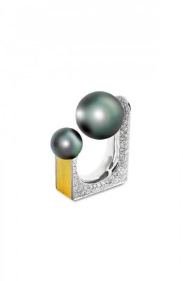 #THIERRY VENDOME #Bague 'corde' #pearl #perle #diamond #diamant #2000