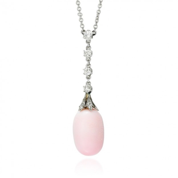 #ASPREY #Conch pearl #diamond #pendant necklace #early 20th century #Perle conche #diamant #collier #pendentif