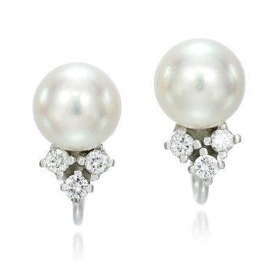 #BIRKS #Cultured pearl #diamond #Perle de culture #diamants #earrings #From The Princess Margaret, Countess of Snowdon