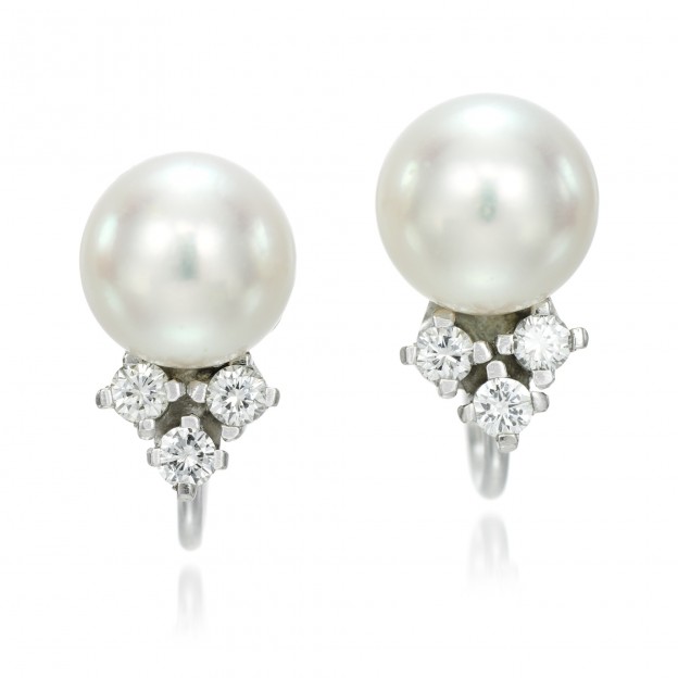 #BIRKS #Cultured pearl #diamond #Perle de culture #diamants #earrings #From The Princess Margaret, Countess of Snowdon