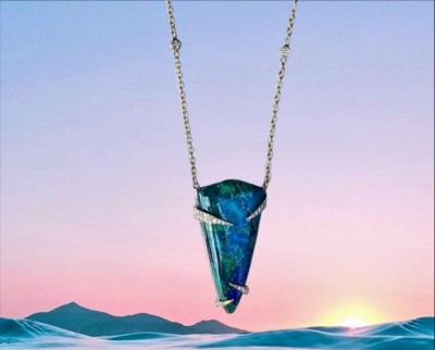 #CIDGEM ARIKAN #collier #'Triangle Des Bermudes' #'Bermuda Triangle' #Azuritze #Malachite #Chrysocolle #Diamants #The Ocean Jewels #2020