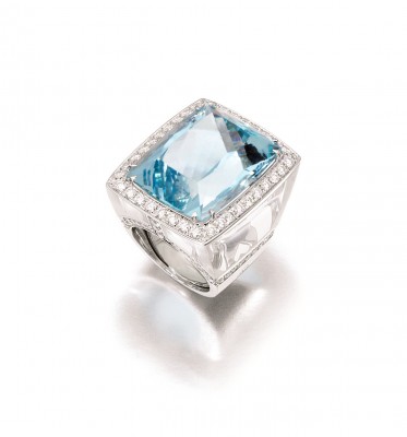 #MARGHERITA BURGENER #Aquamarine #cristal de roche Ring #diamonds #bague #aigue-marine #diamants