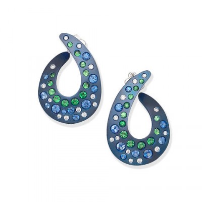 #MARGHERITA BURGENER #Diamond #Sapphires #Tsavorite Garnets #Diamonds #Blue Titanium #Earrings