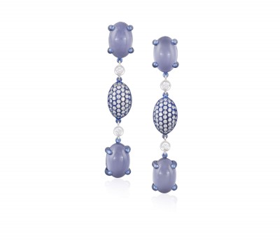 #MARGHERITA BURGENER #earrings #calcedony #diamonds #boucles d'oreilles #calcedoine #diamants