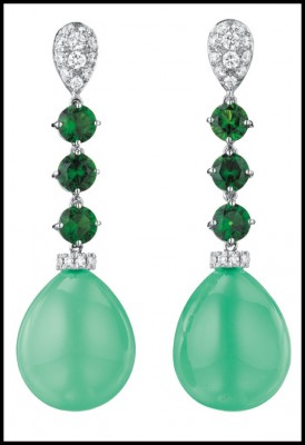 #MARHERITA BURGENER #chrysoprase #diamonds #diospside #earrings #diamants #boucles d'oreilles