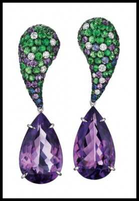 #MARHERITA BURGENER #tsavorite garnets #diamonds #sapphires #amethysts #earrings #diamants #saphirs