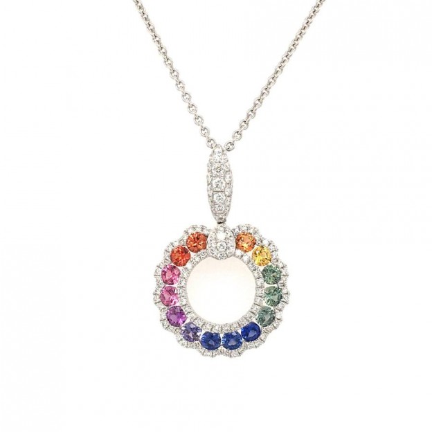 #PICO #Multi Color Sapphires #Multicolored Sapphire Pendant #Saphirs multicolores #Diamonds #Diamants